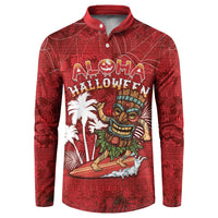 Personalised Aloha Halloween Button Sweatshirt Skeleton Surfing