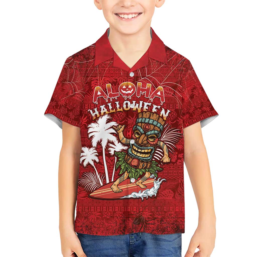 Personalised Aloha Halloween Kid Hawaiian Shirt Skeleton Surfing