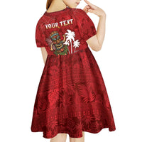Personalised Aloha Halloween Kid Short Sleeve Dress Skeleton Surfing LT05 - Polynesian Pride
