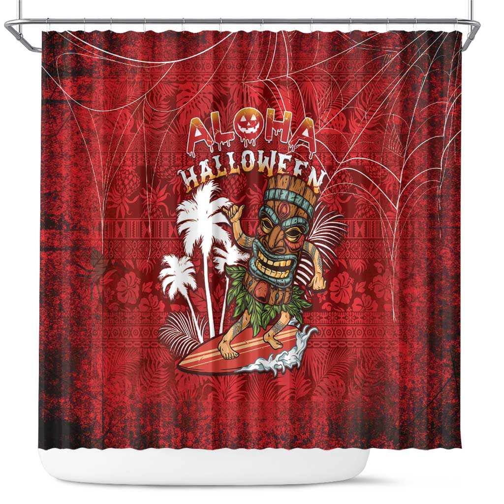 Aloha Halloween Shower Curtain Skeleton Surfing