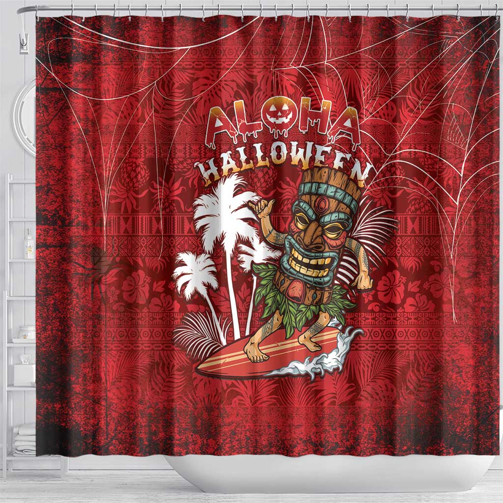 Aloha Halloween Shower Curtain Skeleton Surfing LT05 - Polynesian Pride