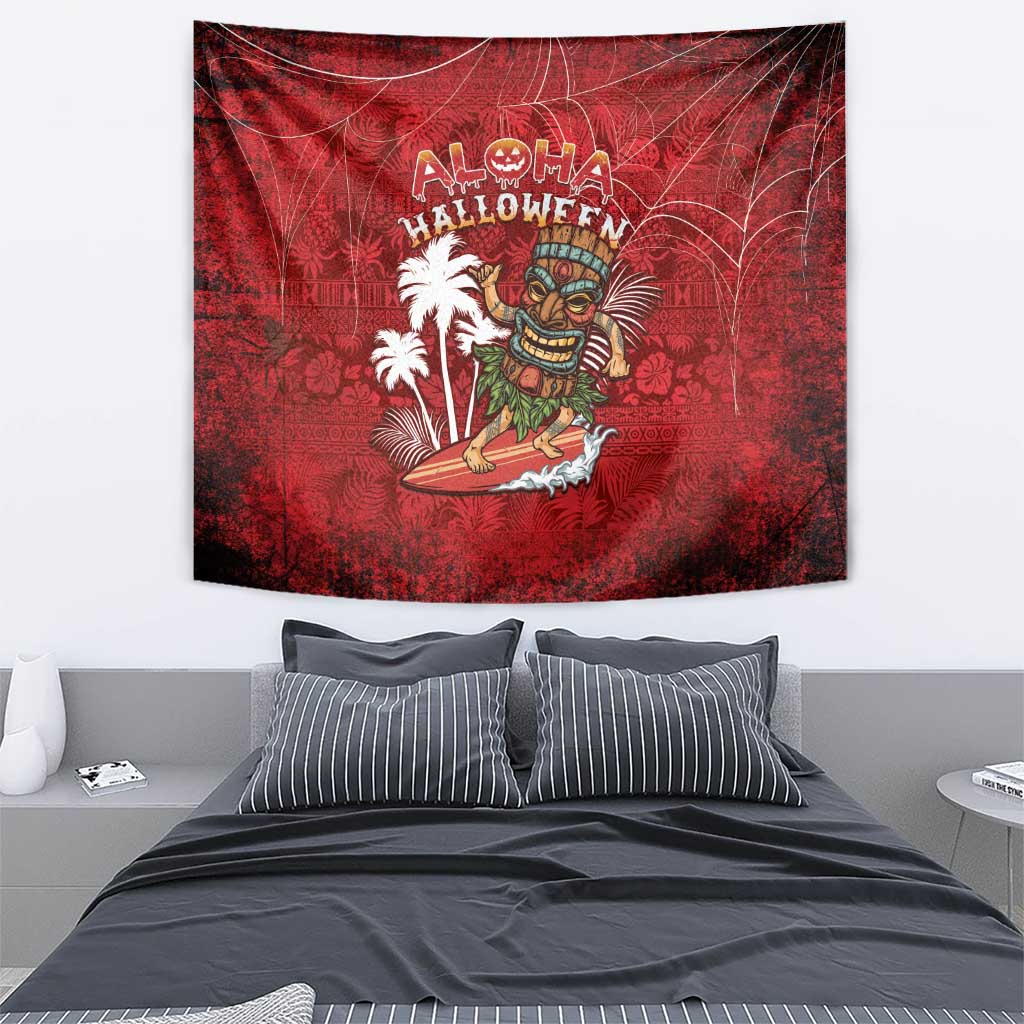 Aloha Halloween Tapestry Skeleton Surfing
