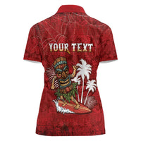 Personalised Aloha Halloween Women Polo Shirt Skeleton Surfing