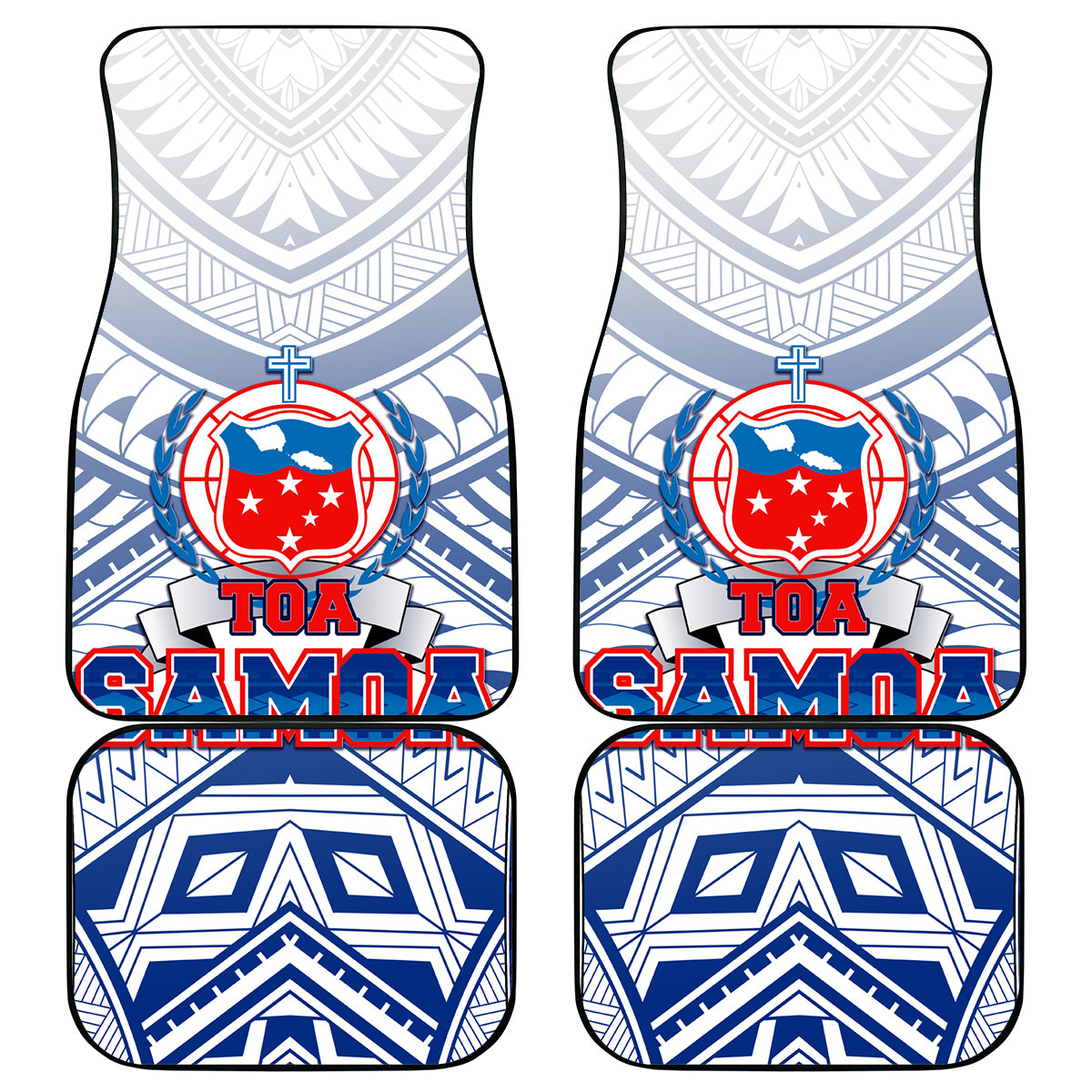 Samoa Rugby Car Mats 2023 Pacific Championships Polynesian Pattern LT05 Blue - Polynesian Pride