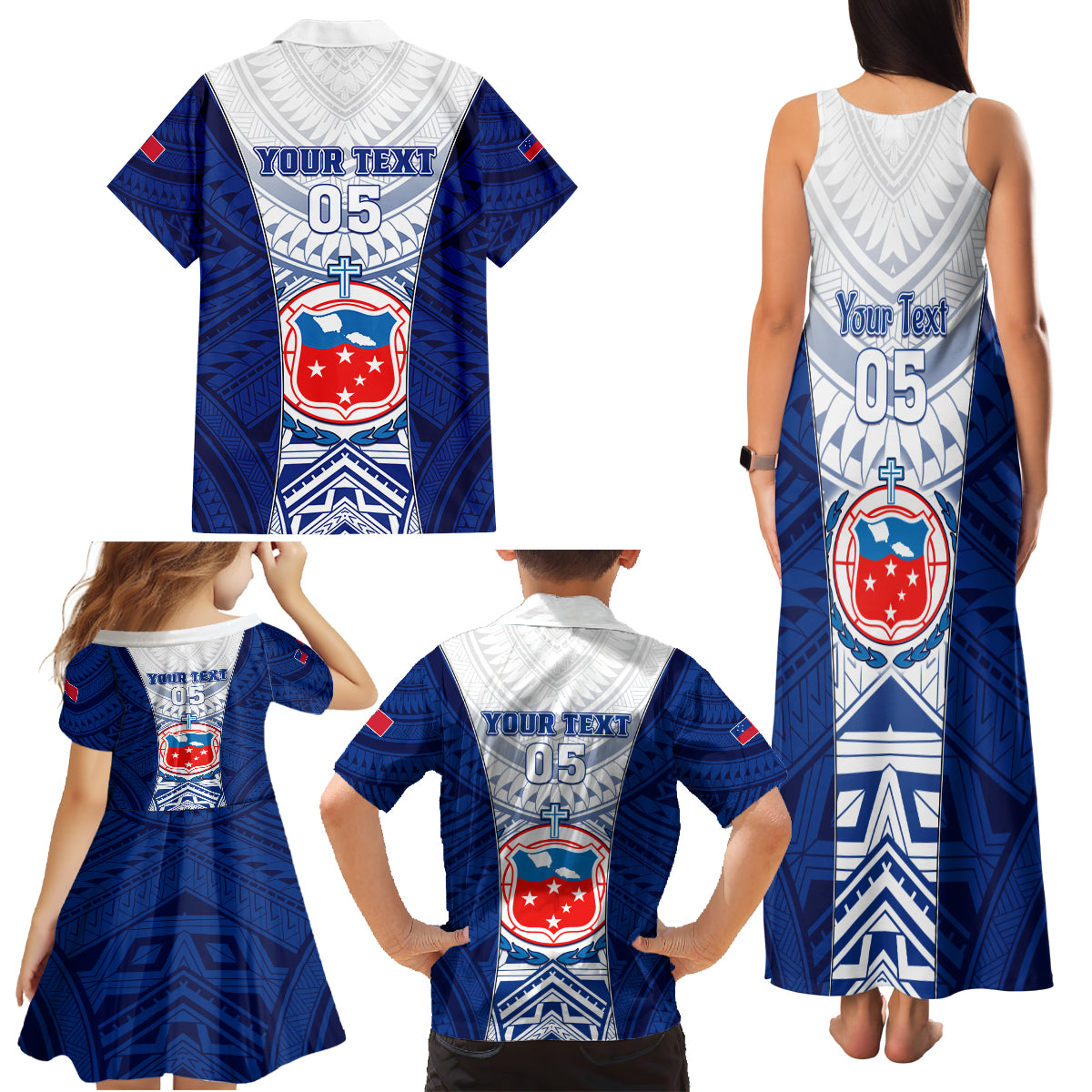 Custom Samoa Rugby Family Matching Tank Maxi Dress and Hawaiian Shirt 2023 Pacific Championships Polynesian Pattern LT05 - Polynesian Pride