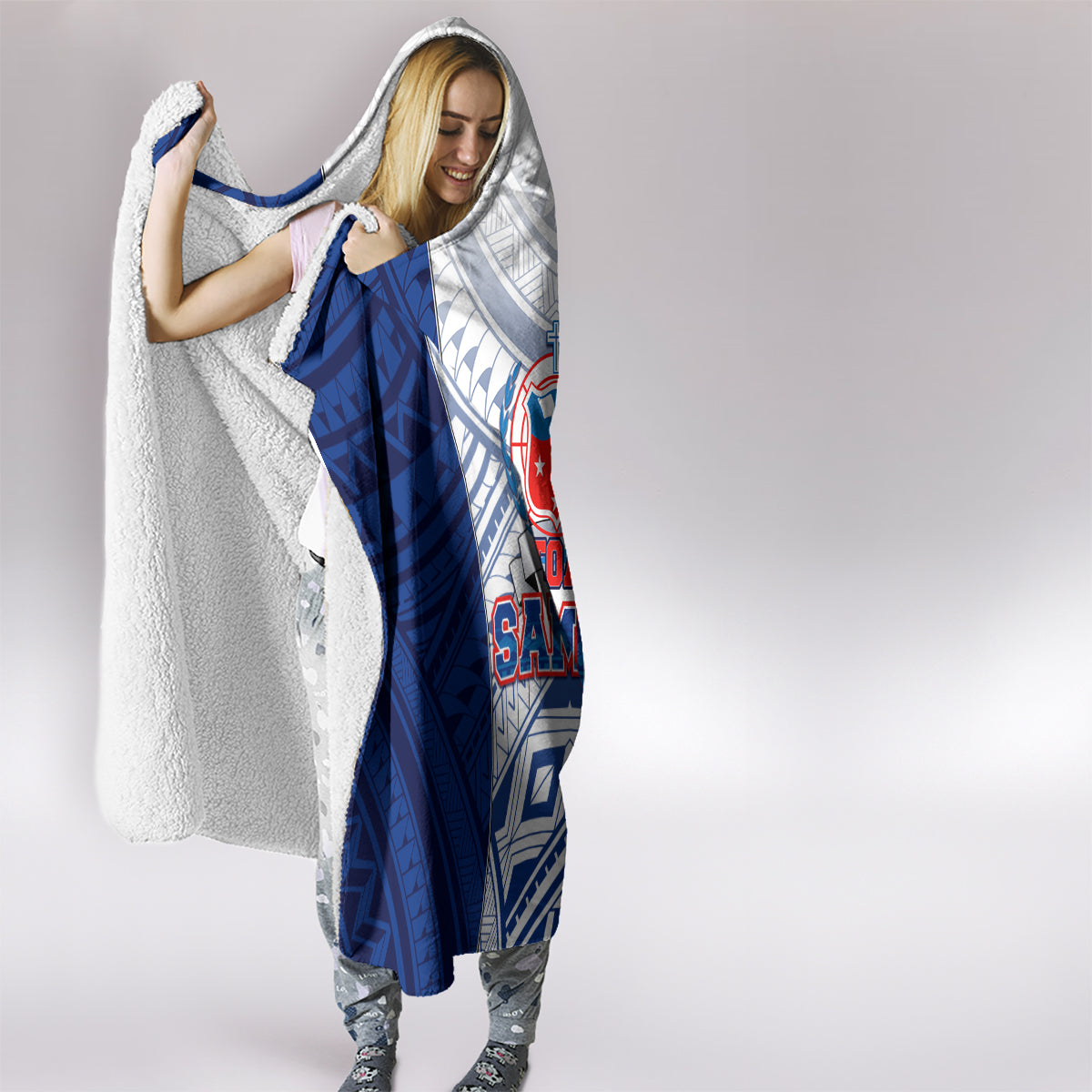 Samoa Rugby Hooded Blanket 2023 Pacific Championships Polynesian Pattern LT05 - Polynesian Pride