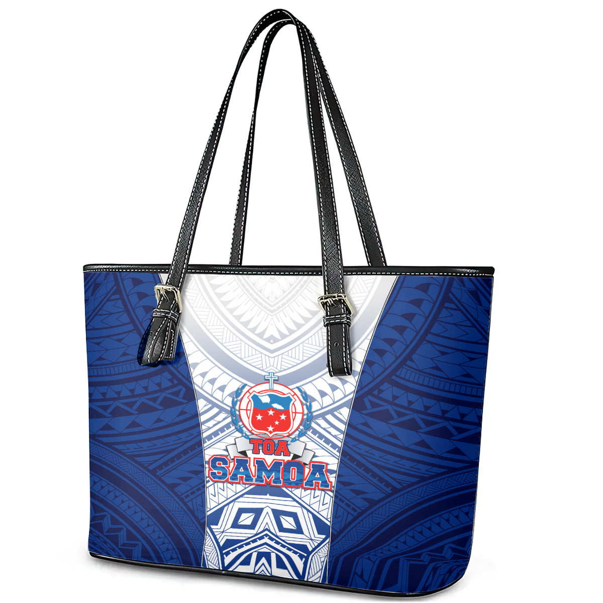 Samoa Rugby Leather Tote Bag 2023 Pacific Championships Polynesian Pattern LT05 - Polynesian Pride