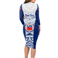Custom Samoa Rugby Long Sleeve Bodycon Dress 2023 Pacific Championships Polynesian Pattern LT05 - Polynesian Pride