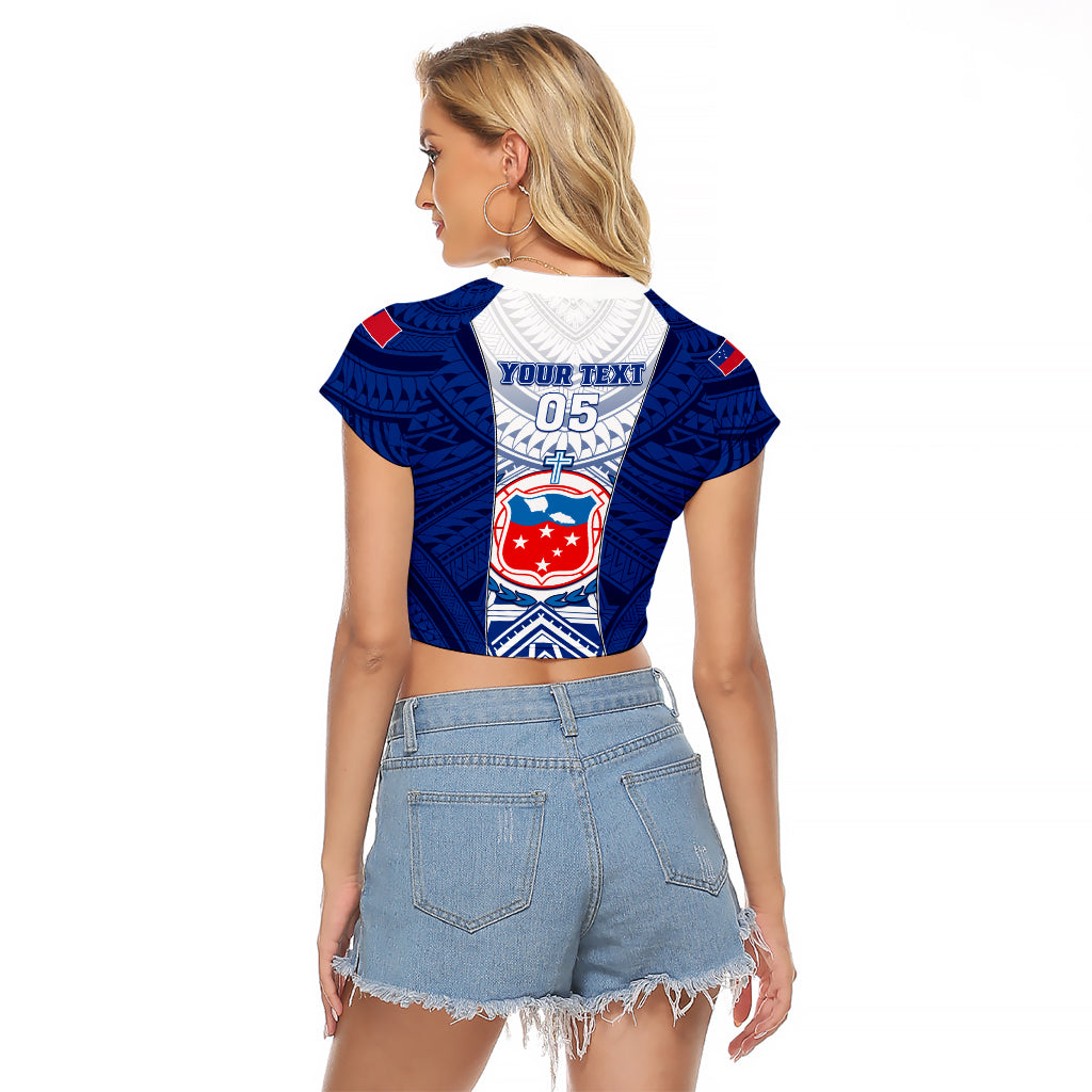 Custom Samoa Rugby Raglan Cropped T Shirt 2023 Pacific Championships Polynesian Pattern LT05 - Polynesian Pride