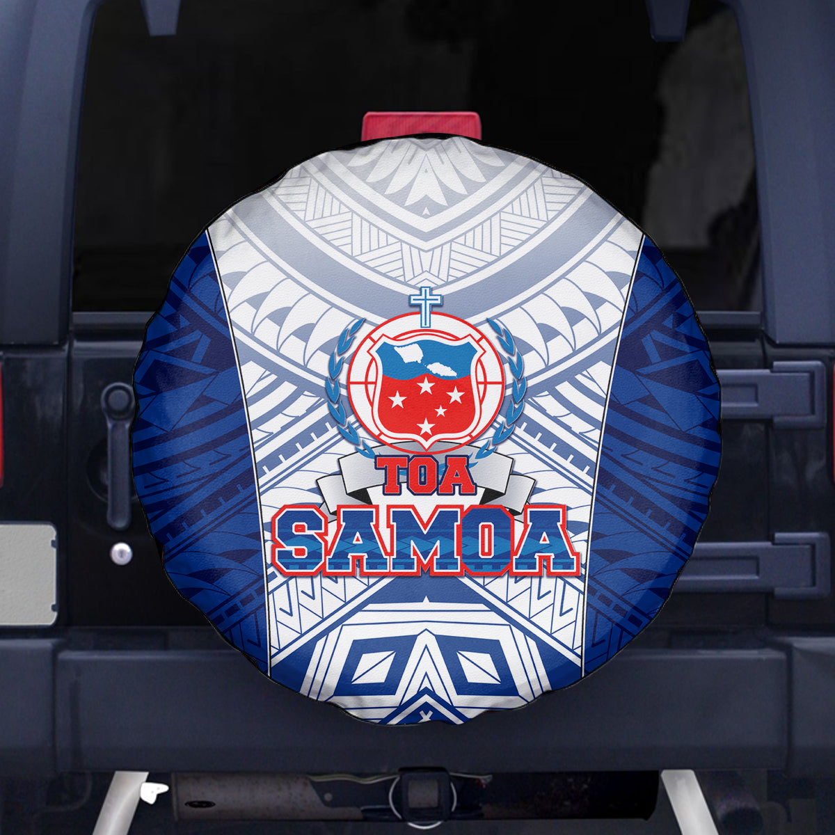 Samoa Rugby Spare Tire Cover 2023 Pacific Championships Polynesian Pattern LT05 Blue - Polynesian Pride