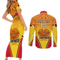 Custom Papua New Guinea Rugby Couples Matching Short Sleeve Bodycon Dress and Long Sleeve Button Shirt 2023 Pacific Championships The Kumuls LT05 - Polynesian Pride
