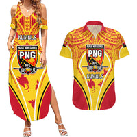 Custom Papua New Guinea Rugby Couples Matching Summer Maxi Dress and Hawaiian Shirt 2023 Pacific Championships The Kumuls LT05 Yellow - Polynesian Pride
