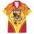 Custom Papua New Guinea Rugby Family Matching Off Shoulder Long Sleeve Dress and Hawaiian Shirt 2023 Pacific Championships The Kumuls LT05 Dad's Shirt - Short Sleeve Yellow - Polynesian Pride