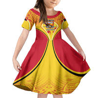 Custom Papua New Guinea Rugby Kid Short Sleeve Dress 2023 Pacific Championships The Kumuls LT05 KID Yellow - Polynesian Pride