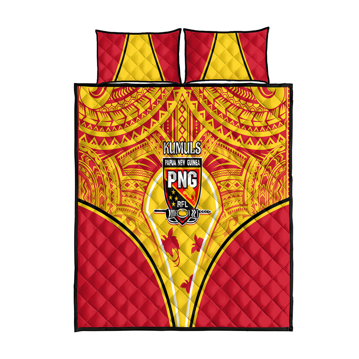 Papua New Guinea Rugby Quilt Bed Set 2023 Pacific Championships The Kumuls LT05 Yellow - Polynesian Pride