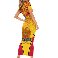 Custom Papua New Guinea Rugby Short Sleeve Bodycon Dress 2023 Pacific Championships The Kumuls LT05 - Polynesian Pride