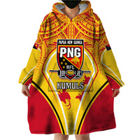 Custom Papua New Guinea Rugby Wearable Blanket Hoodie 2023 Pacific Championships The Kumuls LT05 - Polynesian Pride