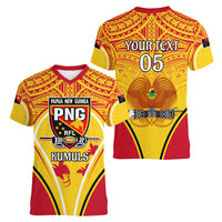 Custom Papua New Guinea Rugby Women V Neck T Shirt 2023 Pacific Championships The Kumuls LT05 - Polynesian Pride