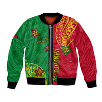 Personalised Vanuatu Happy Unity Day Bomber Jacket Polynesian Plumeria LT05 Unisex Red - Polynesian Pride