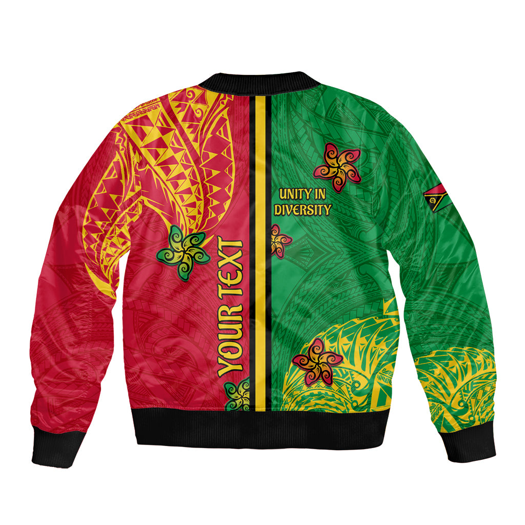 Personalised Vanuatu Happy Unity Day Bomber Jacket Polynesian Plumeria LT05 - Polynesian Pride