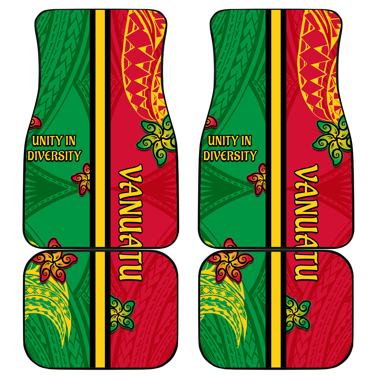 Vanuatu Happy Unity Day Car Mats Polynesian Plumeria LT05 Red - Polynesian Pride