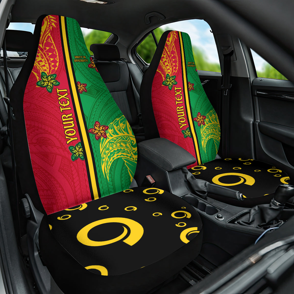 Personalised Vanuatu Happy Unity Day Car Seat Cover Polynesian Plumeria LT05 One Size Red - Polynesian Pride