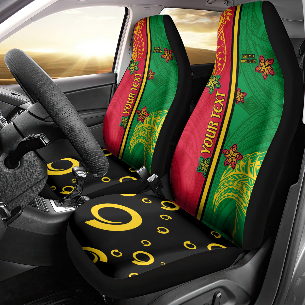 Personalised Vanuatu Happy Unity Day Car Seat Cover Polynesian Plumeria LT05 - Polynesian Pride