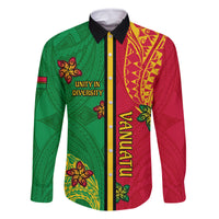 Personalised Vanuatu Happy Unity Day Family Matching Off Shoulder Maxi Dress and Hawaiian Shirt Polynesian Plumeria LT05 Dad's Shirt - Long Sleeve Red - Polynesian Pride
