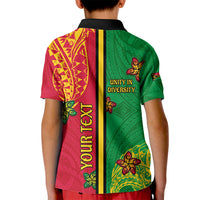 Personalised Vanuatu Happy Unity Day Kid Polo Shirt Polynesian Plumeria LT05 - Polynesian Pride