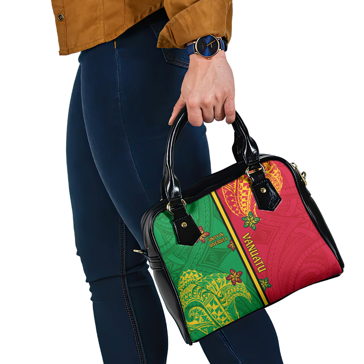 Vanuatu Happy Unity Day Shoulder Handbag Polynesian Plumeria LT05 - Polynesian Pride