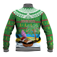 Personalised Cook Islands Christmas Baseball Jacket Coconut Santa Beach Style LT05 - Polynesian Pride