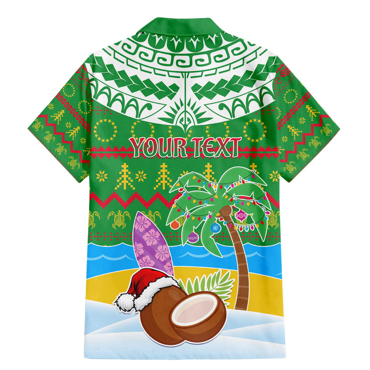 Personalised Cook Islands Christmas Family Matching Mermaid Dress and Hawaiian Shirt Coconut Santa Beach Style LT05 - Polynesian Pride