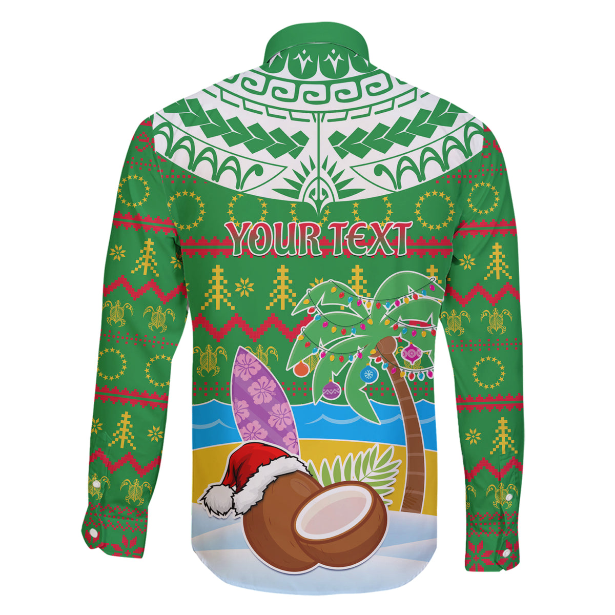 Personalised Cook Islands Christmas Family Matching Short Sleeve Bodycon Dress and Hawaiian Shirt Coconut Santa Beach Style LT05 - Polynesian Pride