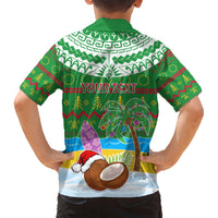 Personalised Cook Islands Christmas Kid Hawaiian Shirt Coconut Santa Beach Style LT05 - Polynesian Pride