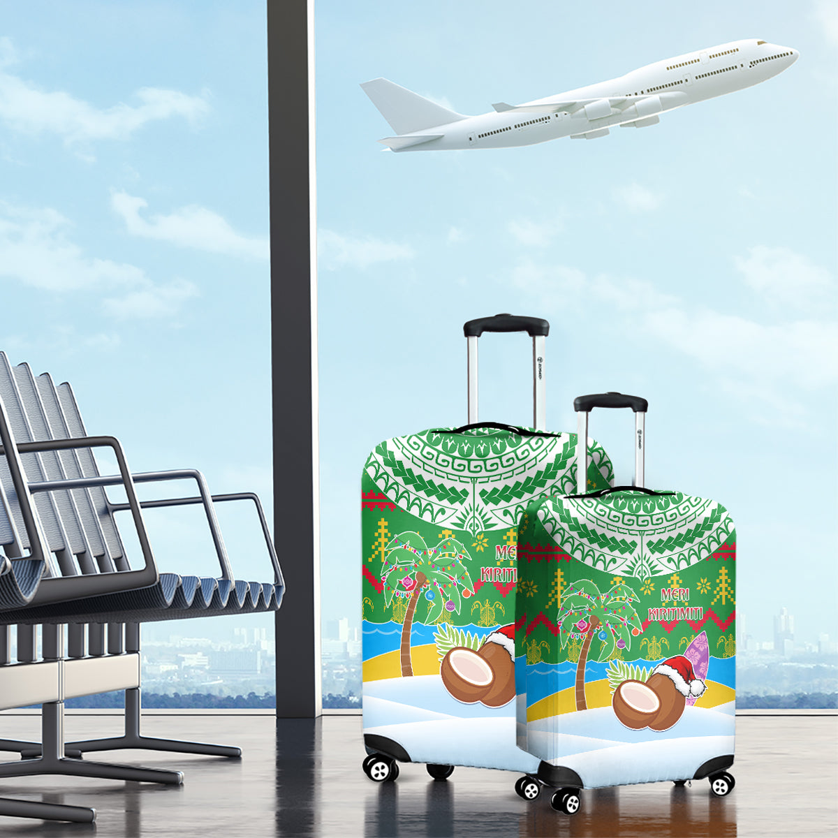 Cook Islands Christmas Luggage Cover Coconut Santa Beach Style LT05 - Polynesian Pride