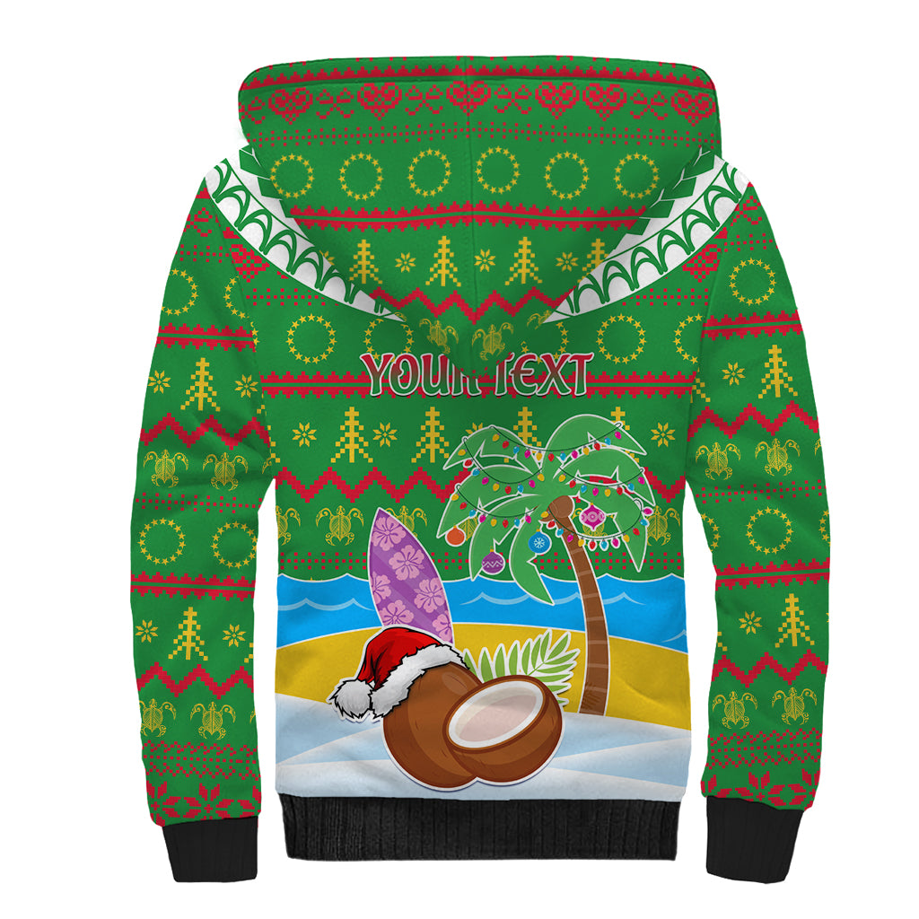 Personalised Cook Islands Christmas Sherpa Hoodie Coconut Santa Beach Style LT05 - Polynesian Pride