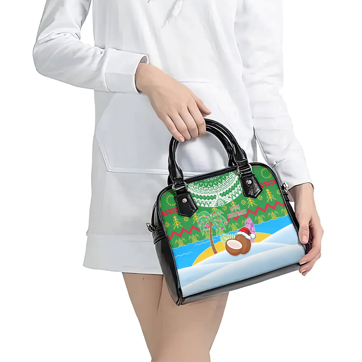Cook Islands Christmas Shoulder Handbag Coconut Santa Beach Style LT05 - Polynesian Pride