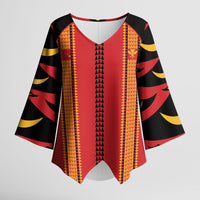 Hawaii Ahu Ula Inspired Kimono Sleeve Blouse Red Version LT05 Female Red - Polynesian Pride