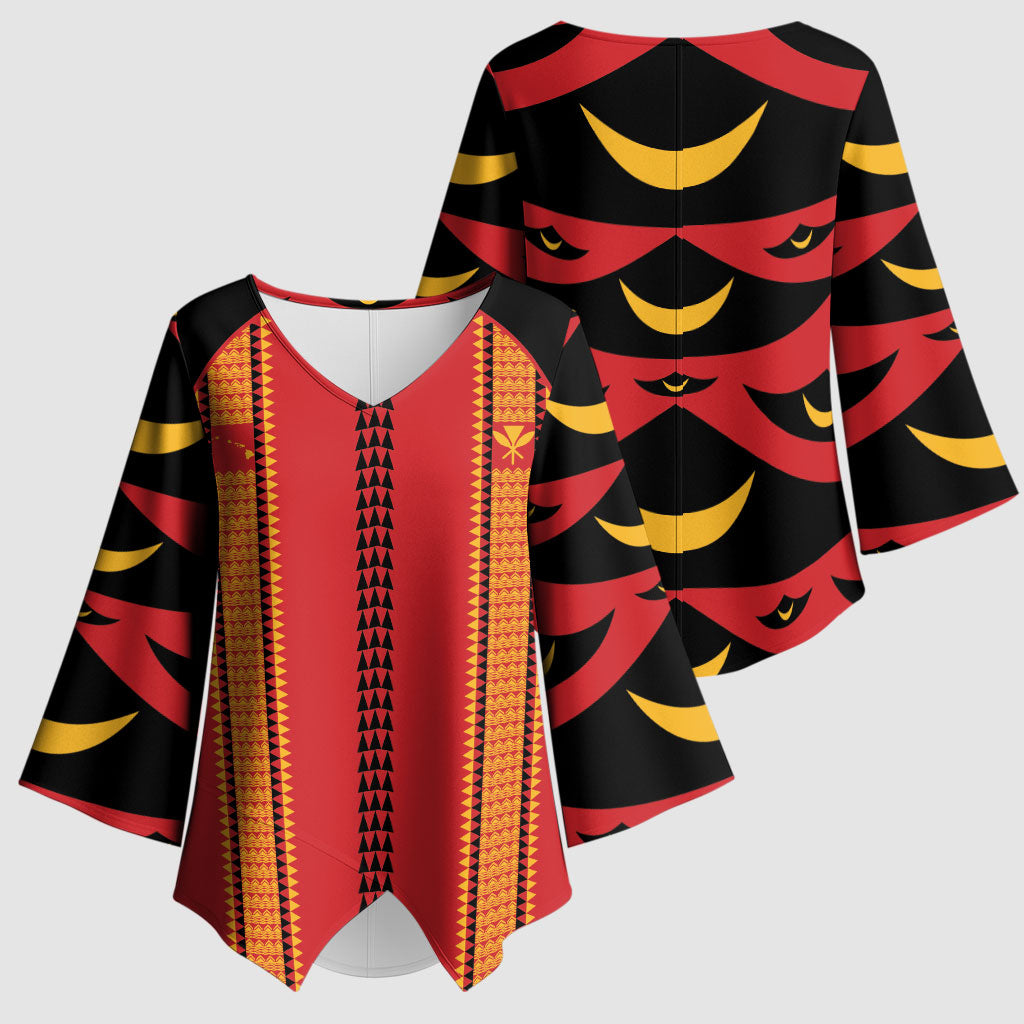 Hawaii Ahu Ula Inspired Kimono Sleeve Blouse Red Version LT05 - Polynesian Pride