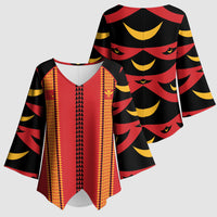 Hawaii Ahu Ula Inspired Kimono Sleeve Blouse Red Version LT05 - Polynesian Pride