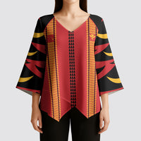 Hawaii Ahu Ula Inspired Kimono Sleeve Blouse Red Version LT05 - Polynesian Pride