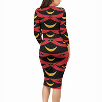 Hawaii Ahu Ula Inspired Long Sleeve Bodycon Dress Red Version