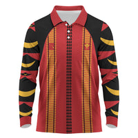 Hawaii Ahu Ula Inspired Long Sleeve Polo Shirt Red Version LT05 Red - Polynesian Pride