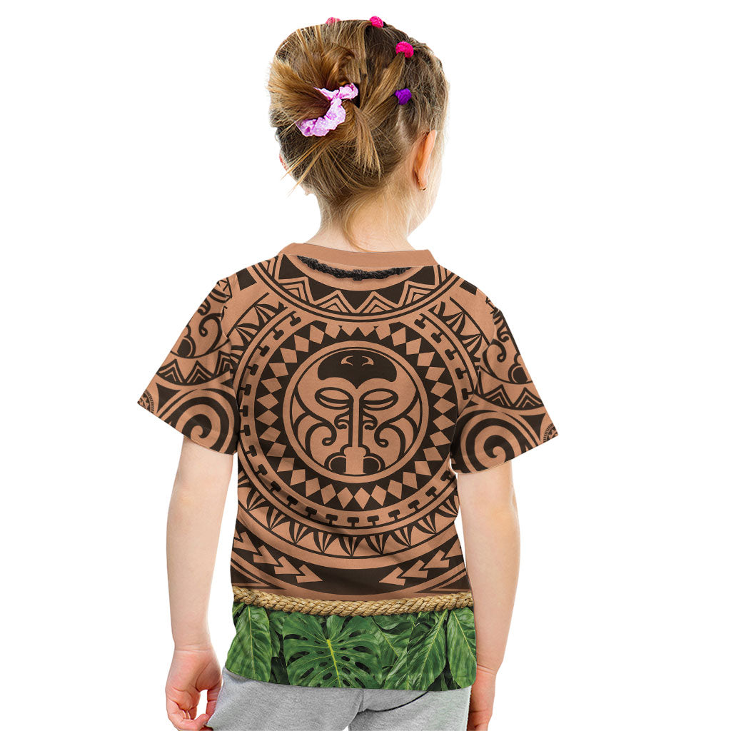 Hawaii Warrior Tattoo Inspired Kid T Shirt Tropical Leaf Skirt Costume LT05 - Polynesian Pride