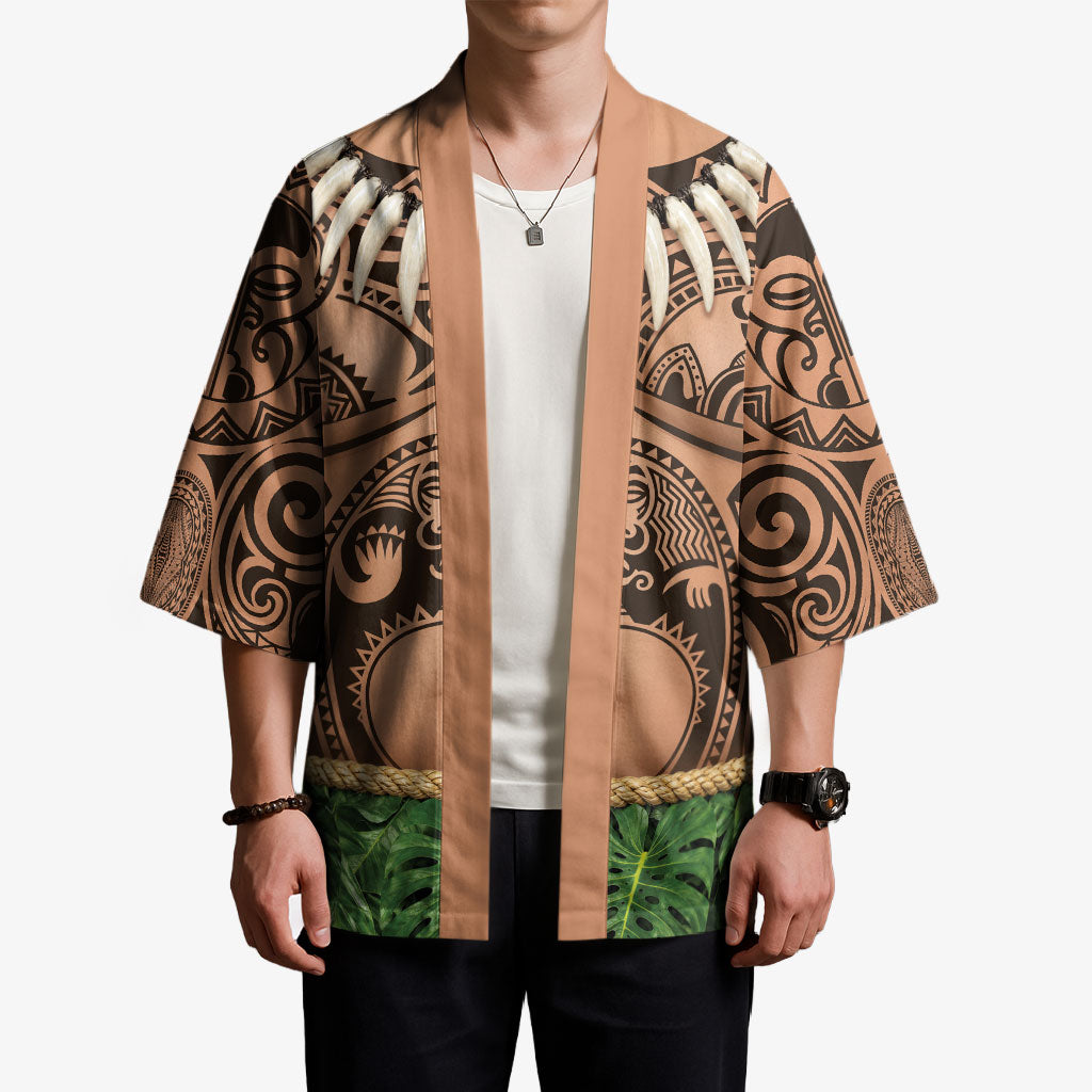 Hawaii Warrior Tattoo Inspired Kimono Tropical Leaf Skirt Costume LT05 - Polynesian Pride
