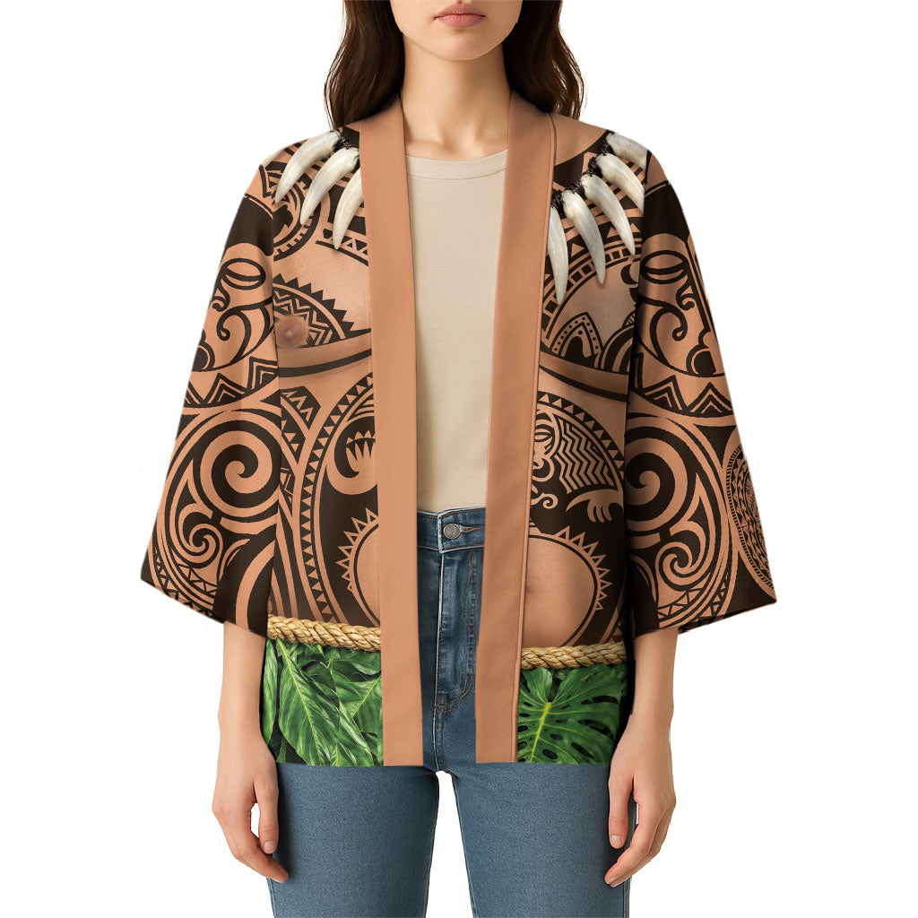 Hawaii Warrior Tattoo Inspired Kimono Tropical Leaf Skirt Costume LT05 - Polynesian Pride