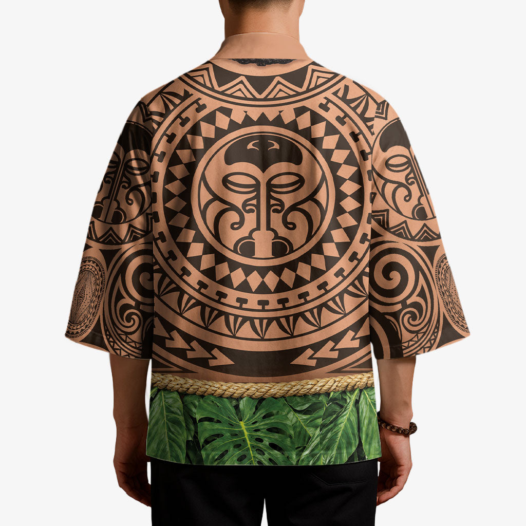Hawaii Warrior Tattoo Inspired Kimono Tropical Leaf Skirt Costume LT05 - Polynesian Pride