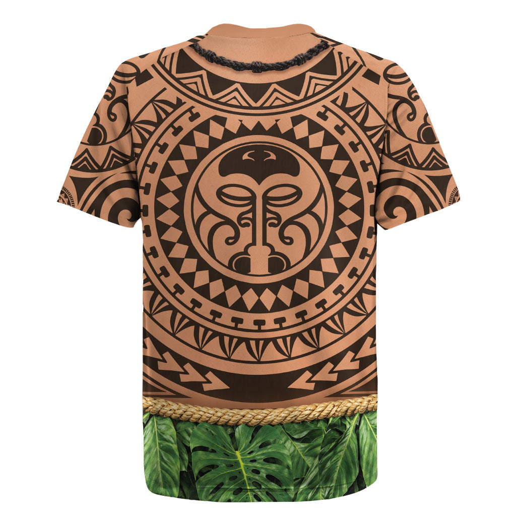 Hawaii Warrior Tattoo Inspired Rugby Jersey Tropical Leaf Skirt Costume