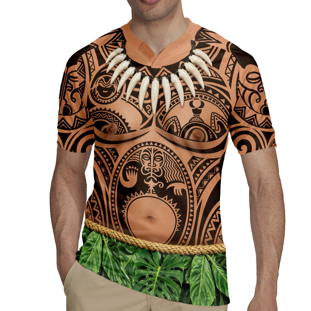 Hawaii Warrior Tattoo Inspired Rugby Jersey Tropical Leaf Skirt Costume