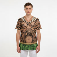 Hawaii Warrior Tattoo Inspired Scrub Top Tropical Leaf Skirt Costume